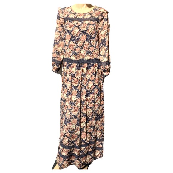 Current Elliot Maxi Dress Size 1 Women’s S Floral Long Sleeve Crochet Lace - Picture 2 of 12
